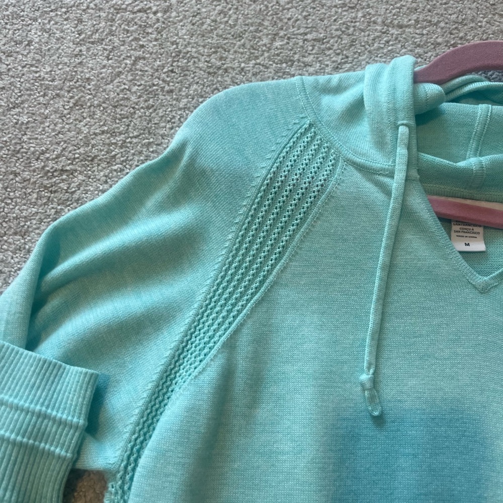 Athleta Evergreen Teal/Mint Hooded Pullover Sweater medium - Picture 7 of 7